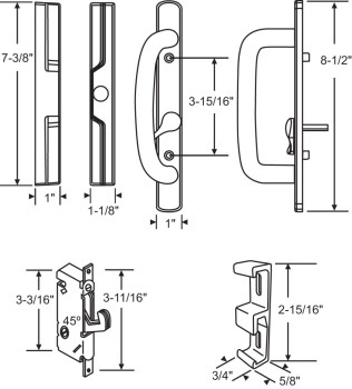 Patio Door Handle Offset Latch With Mortise (HS-13-441LHBZA)